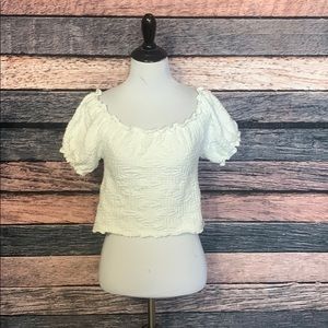 White Decorated Off the Shoulder Top